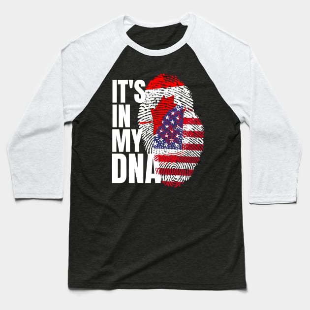 Canadian And American Mix DNA Heritage Flag Gift T-Shirt Baseball T-Shirt by Just Rep It!!